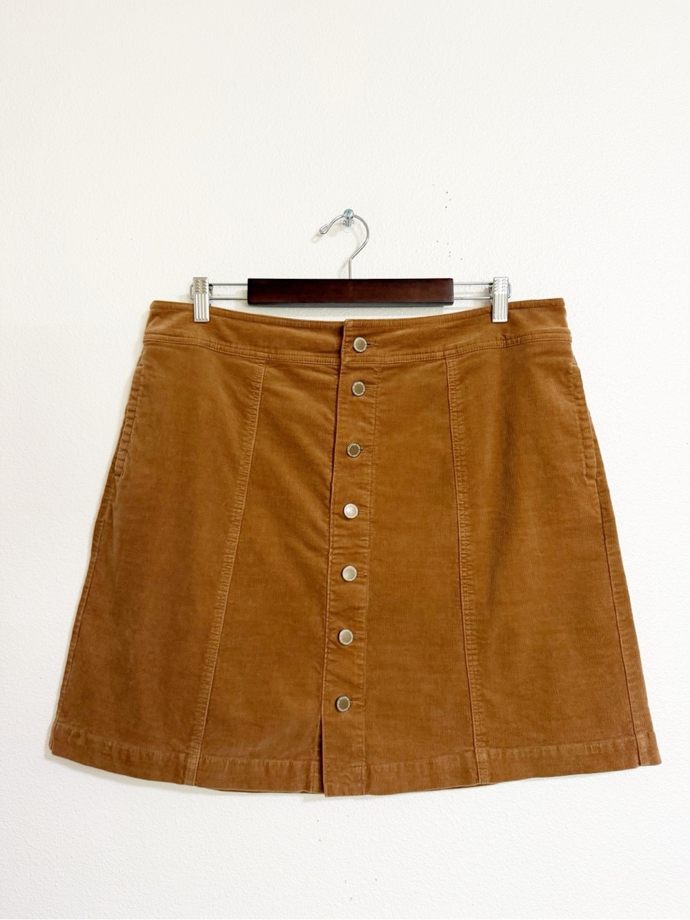 Charter Club Corduroy Button Front A Line Skirt Tan Size 14